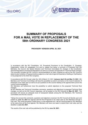Proposals of the S&PTC for Changes in the ISU