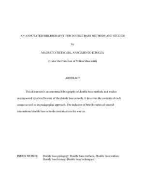 An Annotated Bibliography for Double Bass Methods and Studies