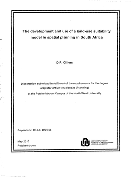 The Development and Use of a Land-Use Suitability Model in Spatial Planning in South Africa