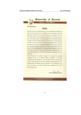 List of Publications (1955-2011) M. Javed Zaki