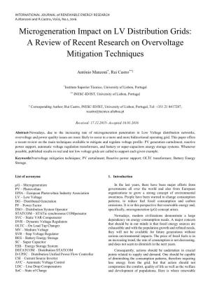 Microgeneration Impact on LV Distribution Grids: a Review of Recent Research on Overvoltage Mitigation Techniques