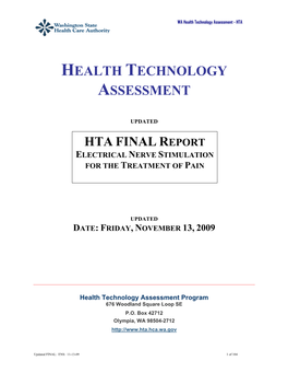 ELECTRICAL NERVE STIMULATION for the TREATMENT of PAIN Provided By