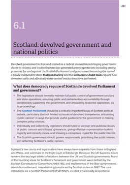 Scotland: Devolved Government and National Politics