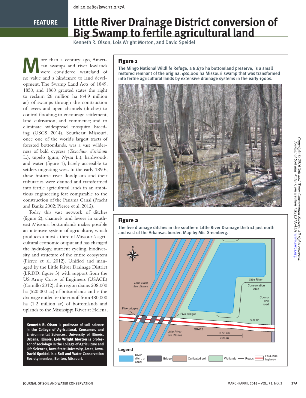 Little River Drainage District Conversion of Big Swamp to Fertile Agricultural Land Kenneth R