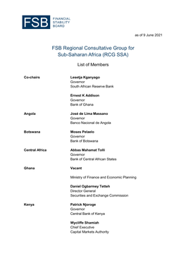FSB Regional Consultative Group for Sub-Saharan Africa (RCG SSA)
