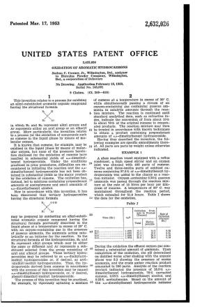 PATENT OFFICE 2,632,026 OXDATION OFAROMATIC HYDROCARBONS Joshua C