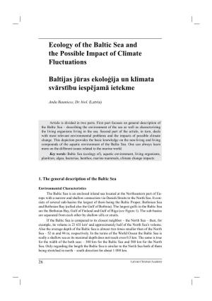 Ecology of the Baltic Sea and the Possible Impact of Climate Fluctuations