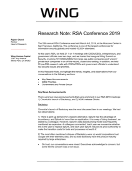 Research Note: RSA Conference 2019