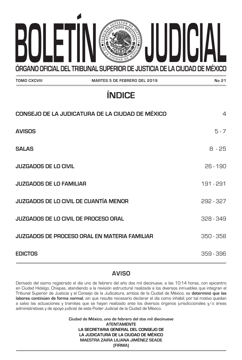 BOLETÍN JUDICIAL No