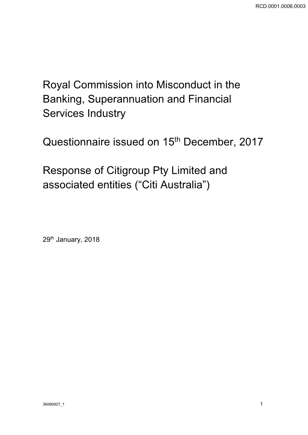 Citi Initial Submission Dated 29 January 2018 [RCD.0001.0006.0003]