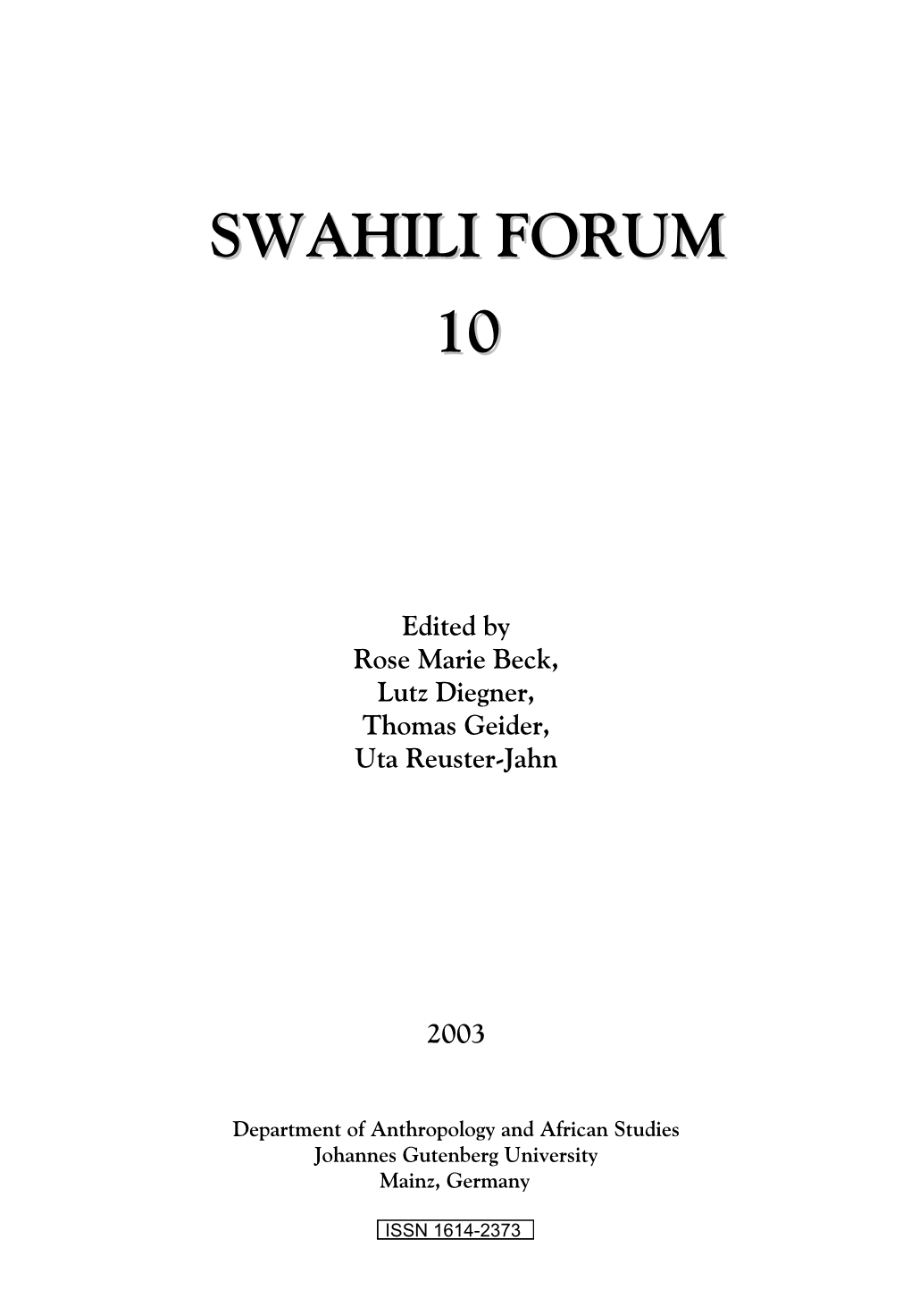 Swahili Forum 10 (2003)