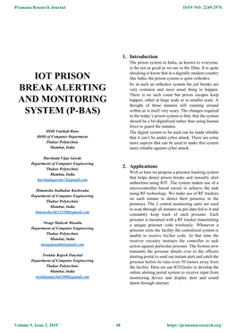 Iot Prison Break Alerting and Monitoring System (P-Bas)