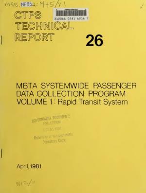 Mbta Systemwide Passenger Data Collection Program