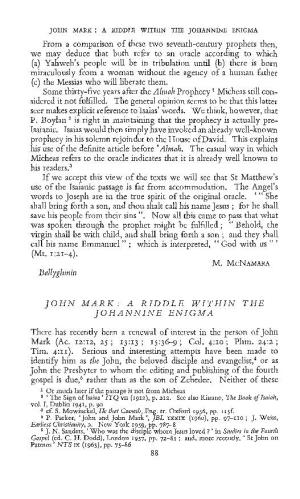 John Mark: a Riddle Within the Johannine Enigma