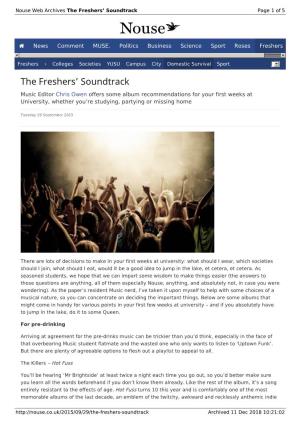 The Freshers' Soundtrack | Nouse
