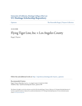 Flying Tiger Line, Inc. V. Los Angeles County Roger J