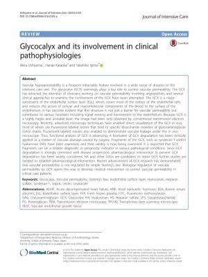 Glycocalyx and Its Involvement in Clinical Pathophysiologies Akira Ushiyama1, Hanae Kataoka2 and Takehiko Iijima2*