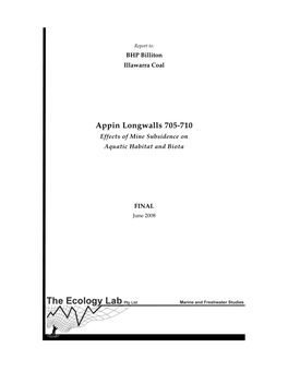 Appin Longwalls 705-710 Effects of Mine Subsidence on Aquatic Habitat and Biota