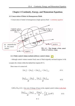Chapter 4 Continuity, Energy, and Momentum Equations