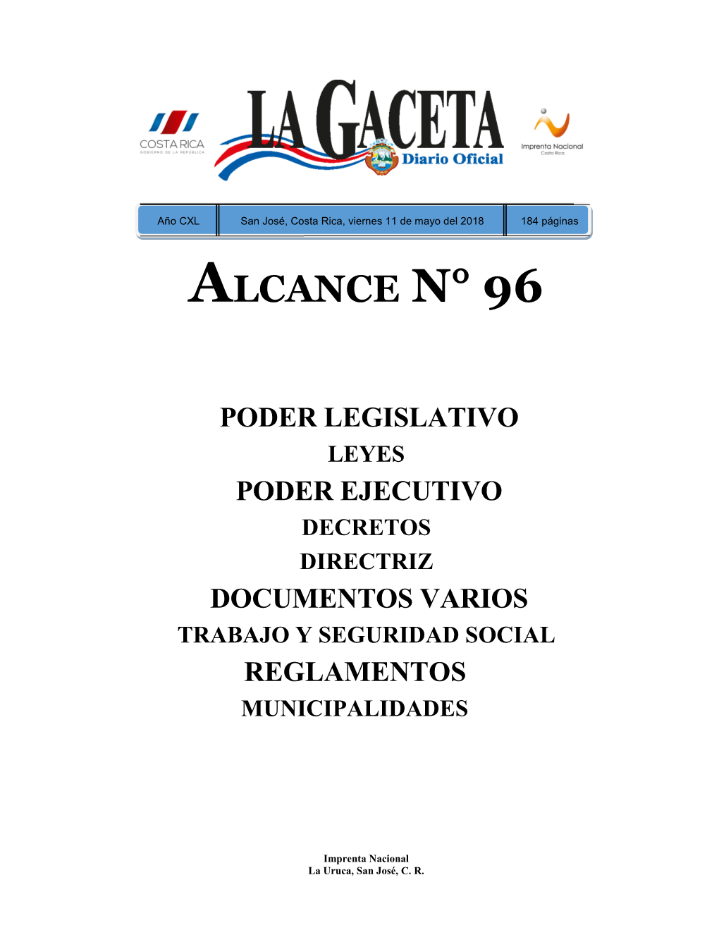 ALCANCE DIGITAL N° 96 a LA GACETA N° 82 De La