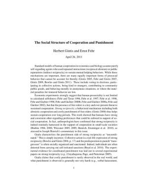The Social Structure of Cooperation and Punishment Herbert Gintis And