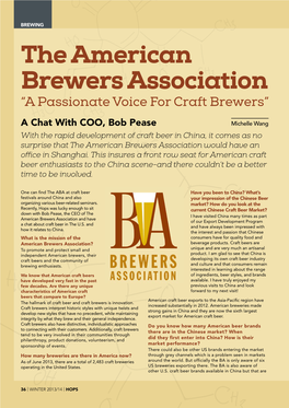 The American Brewers Association “A Passionate Voice for Craft Brewers”