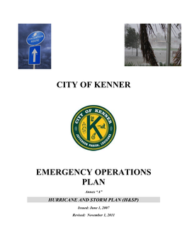 City of Kenner Emergency Operations Plan (COKEOP), Augmenting the Basic Plan (BP)
