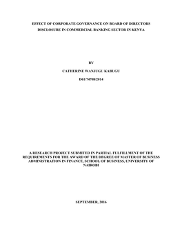 Effect of Corporate Governance on Board of Directors Disclosure in Commercial Banking Sector in Kenya