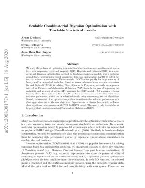 Scalable Combinatorial Bayesian Optimization with Tractable Statistical Models