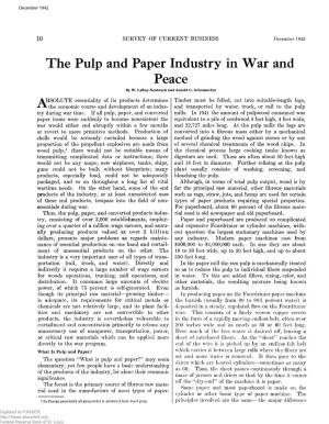 Pulp and Paper Industry in War and Peace by W