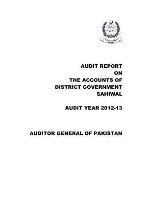 Audit Report on the Accounts of District Government Sahiwal
