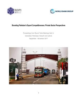 Boosting Pakistan's Export Competitiveness: Private Sector