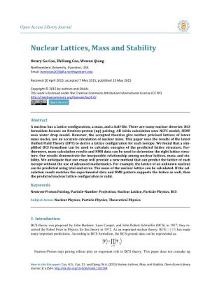 Nuclear Lattices, Mass and Stability