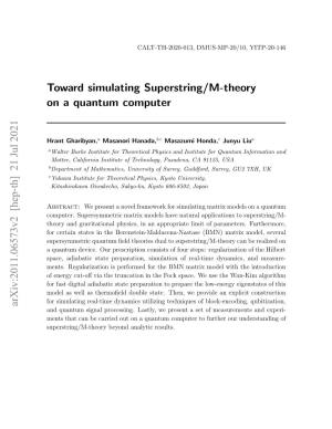 Toward Simulating Superstring/M-Theory on a Quantum Computer