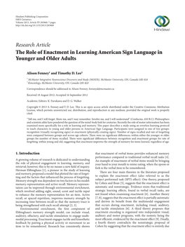 The Role of Enactment in Learning American Sign Language in Younger and Older Adults