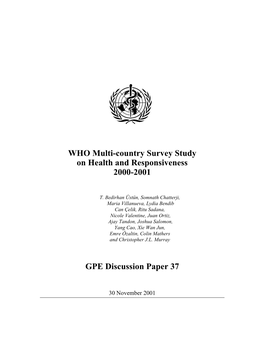 WHO Multi-Country Survey Study on Health and Responsiveness 2000-2001