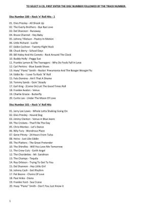 Jukebox Track List