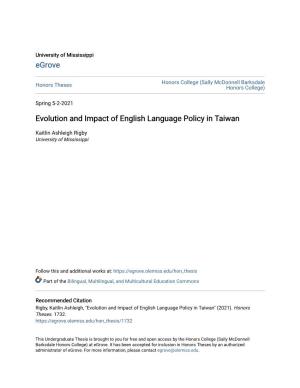Evolution and Impact of English Language Policy in Taiwan
