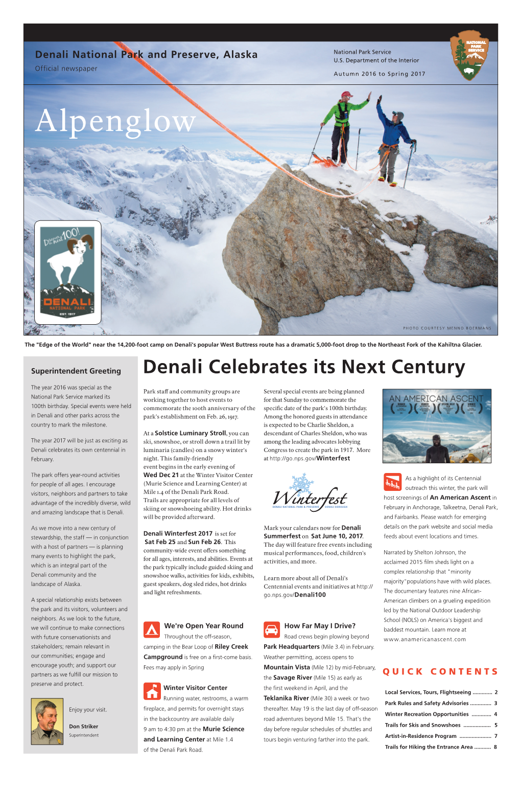 Alpenglow- Denali National Park and Preserve Newsletter
