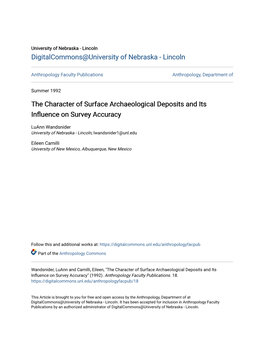 The Character of Surface Archaeological Deposits and Its Influence on Survey Accuracy
