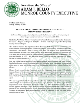 Monroe County Issues Rfp for Frontier Field
