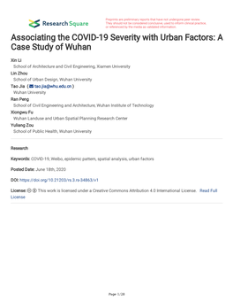 Associating the COVID-19 Severity with Urban Factors: a Case Study of Wuhan