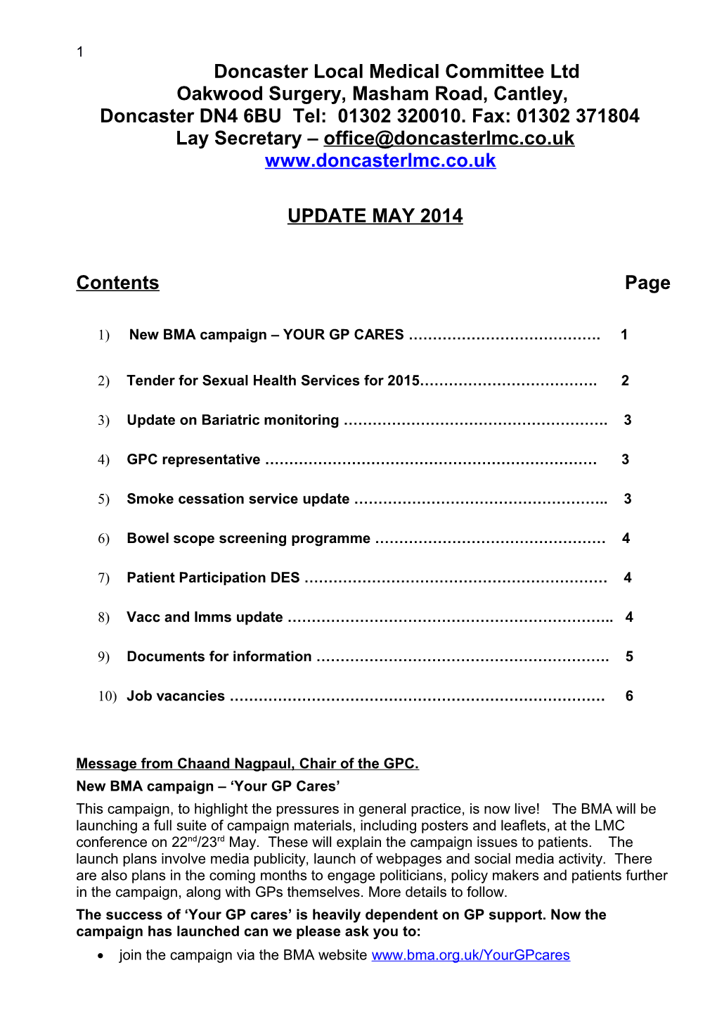 Doncaster Local Medical Committee Ltd