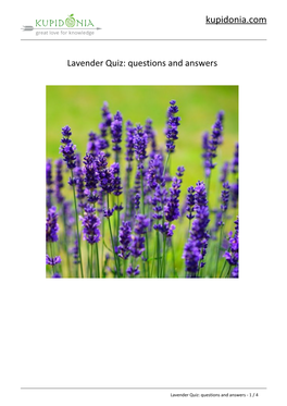 Lavender Quiz: Questions and Answers