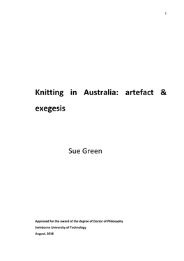 Knitting in Australia: Artefact & Exegesis