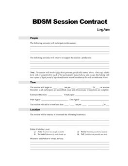 BDSM Session Contract Long Form