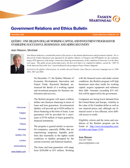 Government Relations and Ethics Bulletin