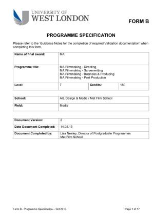 Programme Specification