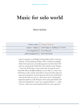Music for Solo World