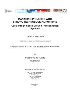 Case of High-Speed Ground Transportation Systems